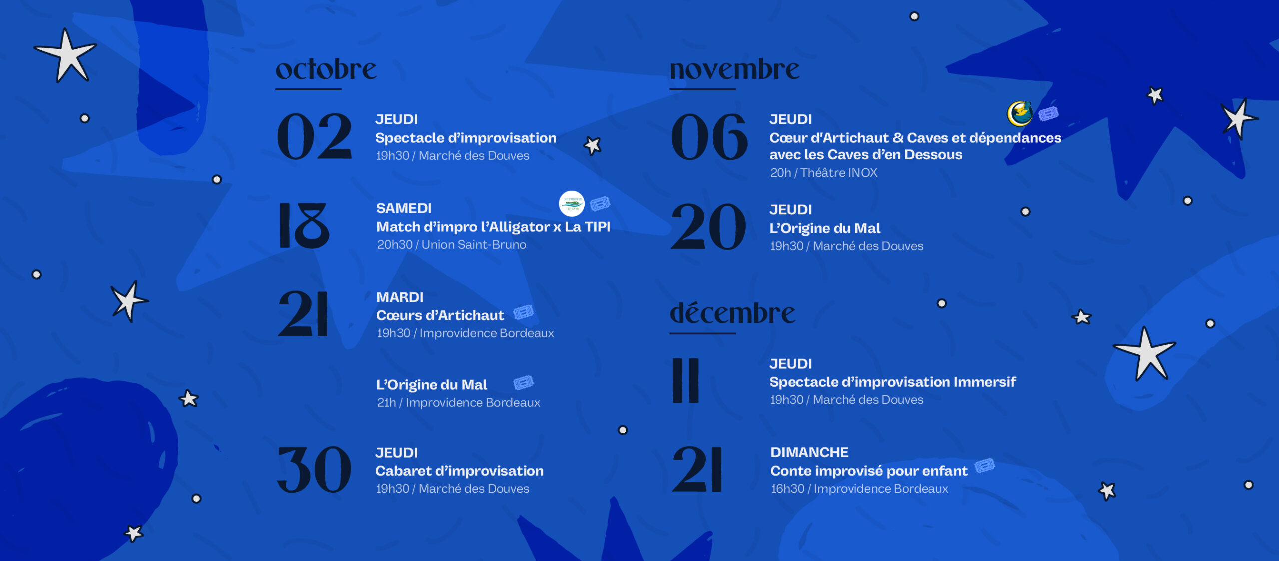 Calendrier des spectacles 2025 de la TIPI